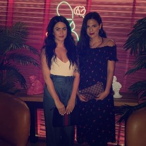 Tea length dress with cherry pattern